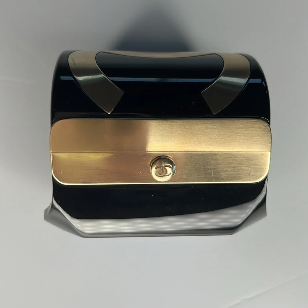 Chanel Black Enamel and Gold Metal CC Cuff!!
